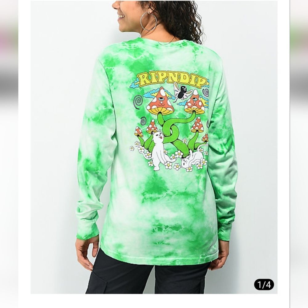 RIPNDIP Green Tie-Dye Long Sleeve Shirt(214)